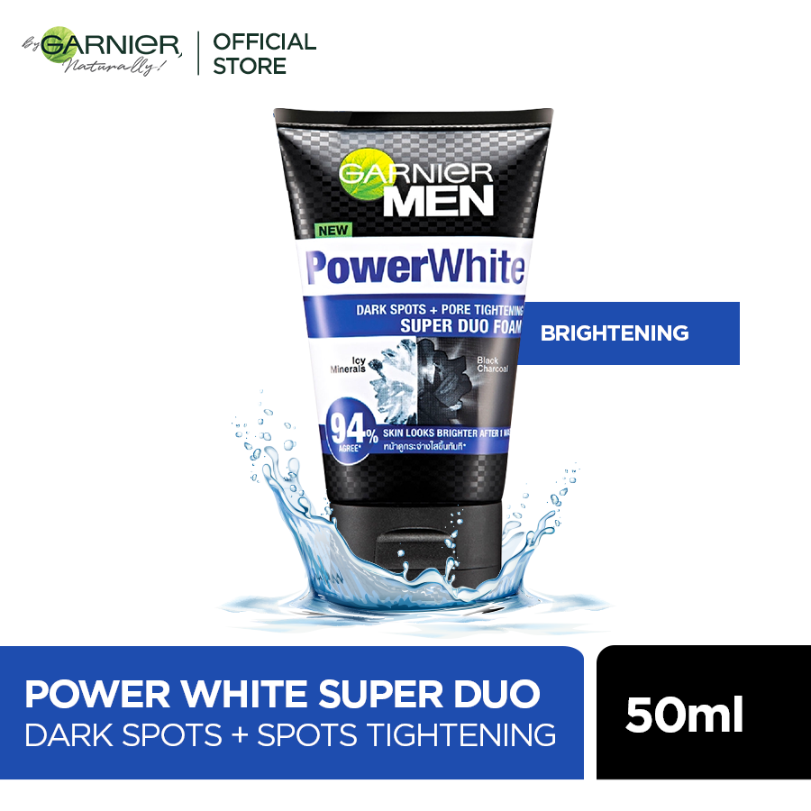 Garnier Men Power White Super Duo Foam 50ml -For brighter skin