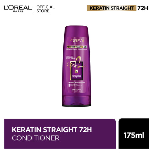 L'Oreal Paris Elvive Keratin Straight 72H Conditioner 175 ml - For Straight Smooth Hair